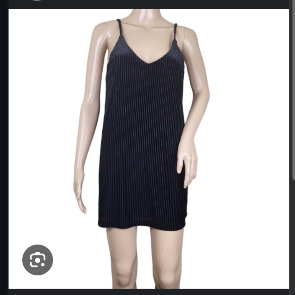 NWOT Wild Fable Mini Dress Black velvet stripe size Medium